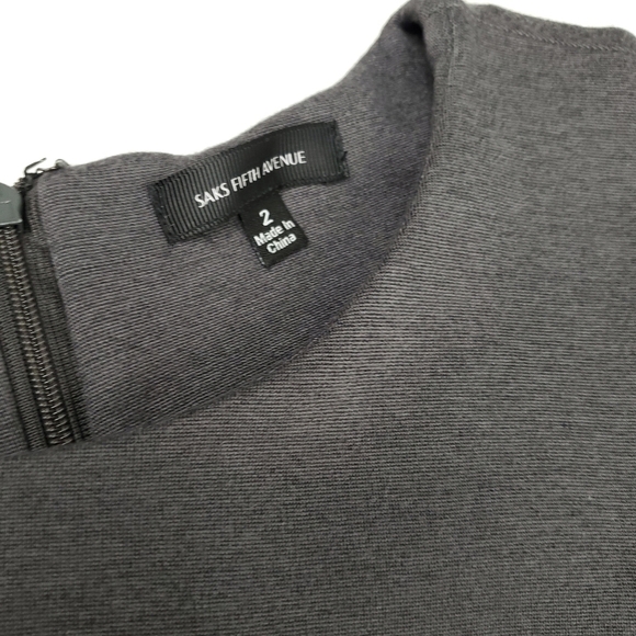 SAKS Fifth Avenue Grey Side Rouged Dress Sz 2 - Picture 4 of 10